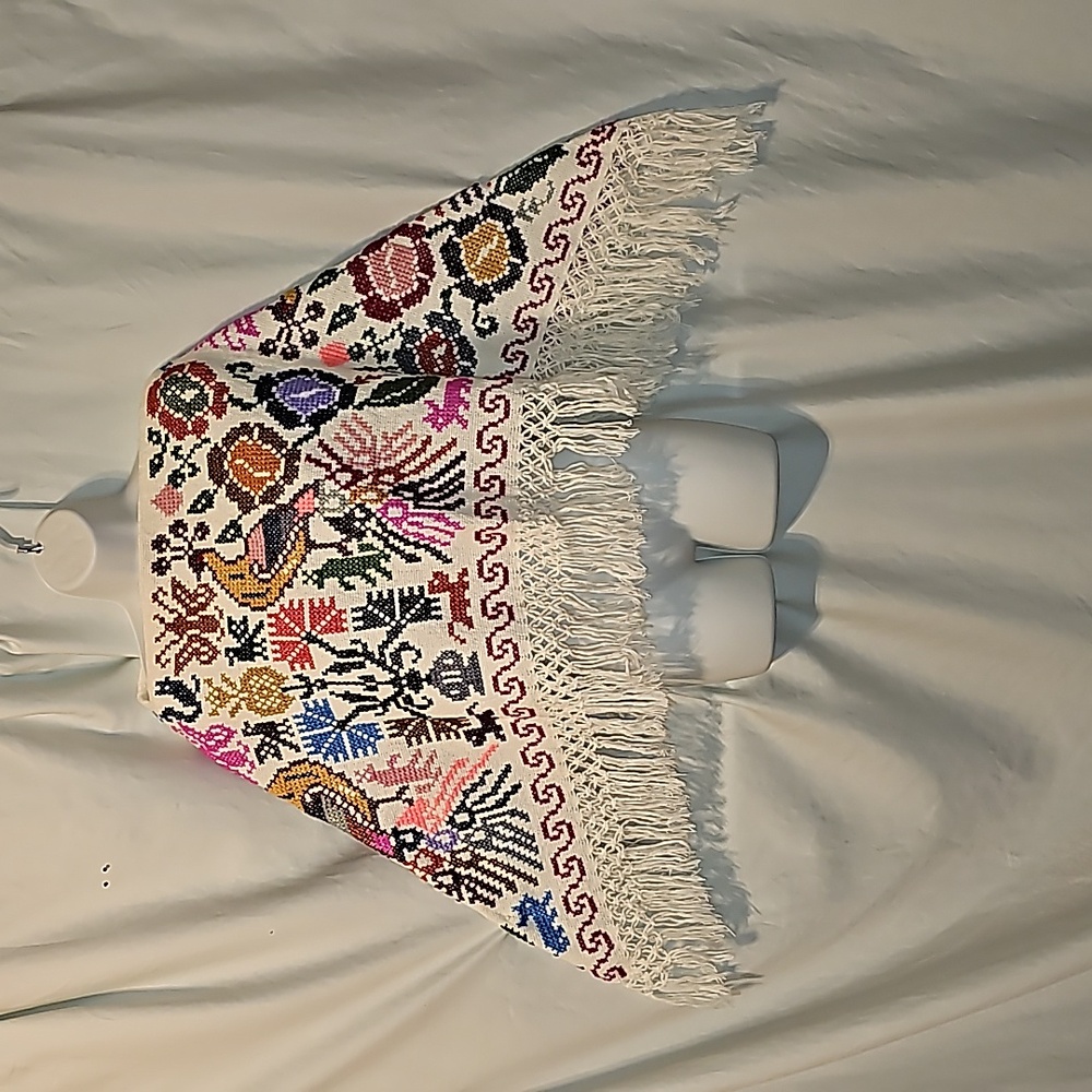Hand Crafted Peacock Design Poncho